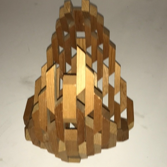 Vintage Planter Mid Century Modern Geometric Brutalist Wood Art Basket/ Planter - Picture 7 of 16